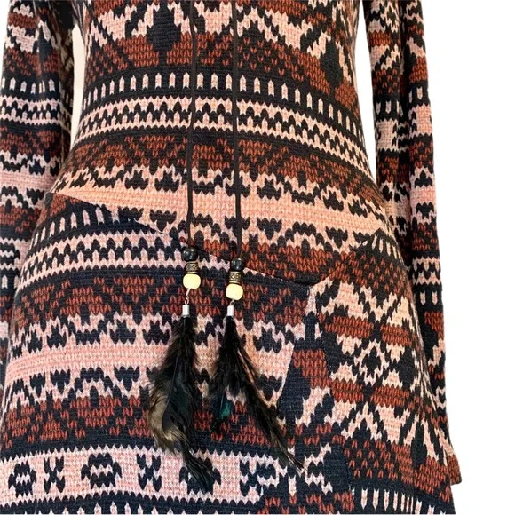 NWT My Beloved Long Sleeve Hanker chief Hem Feather Tassel Sweater Dress size S - Picture 5 of 14